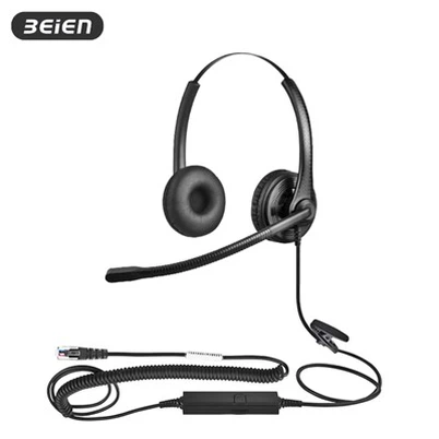 Dual-ear Wired Lightweight Rj9 Headset With Mic