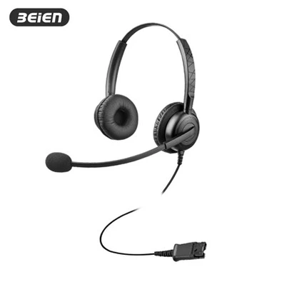 Dual wired QD headset with mic for call center